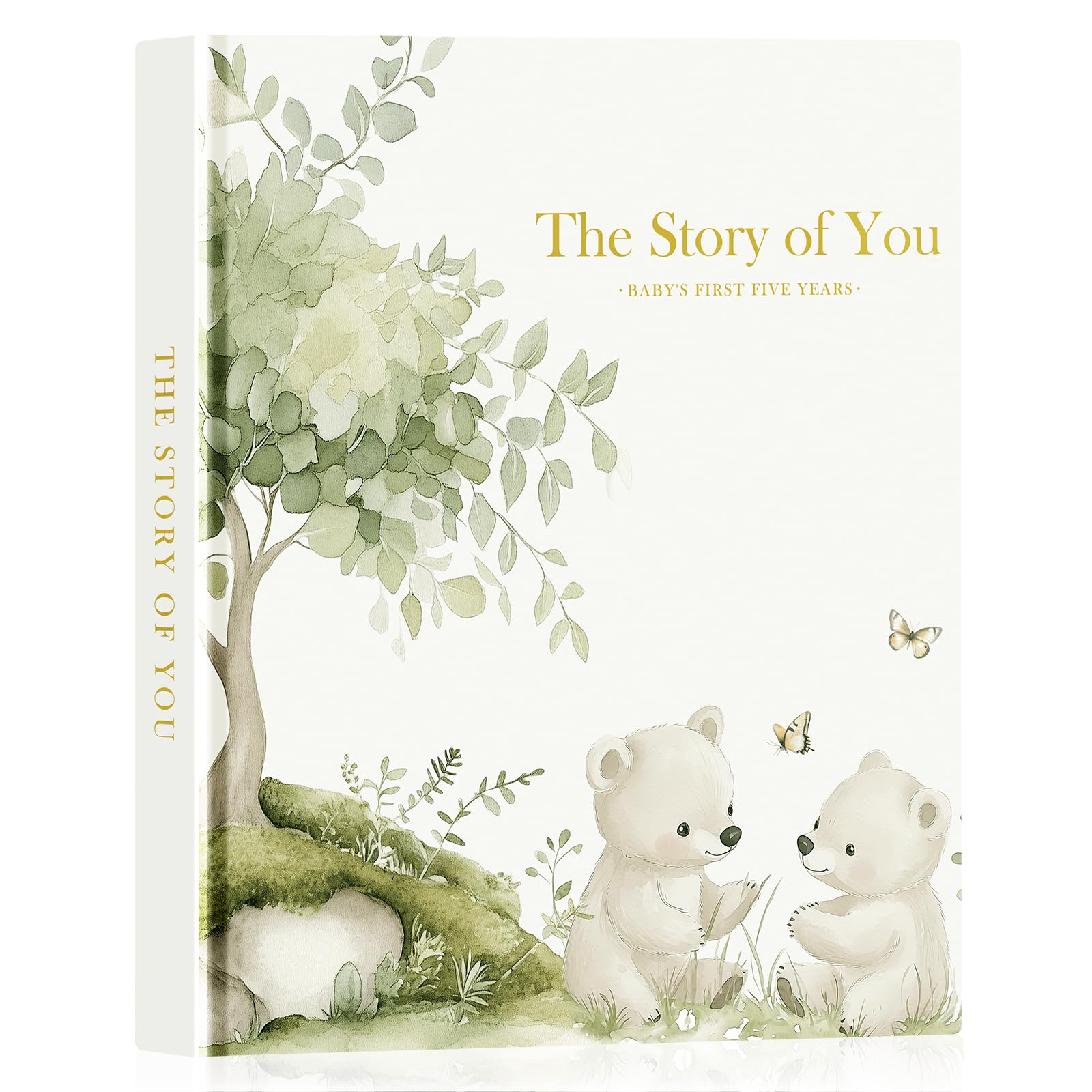 Lanpn Mein Erstes 5 Jahr Babybuch - The Story of You Babyalbum für Mädchen Junge, Leder Hardcover Baby Tagebuch für Neue Eltern, 154 Seiten Baby Erinnerungsbuch Album Geschenk, Englisch