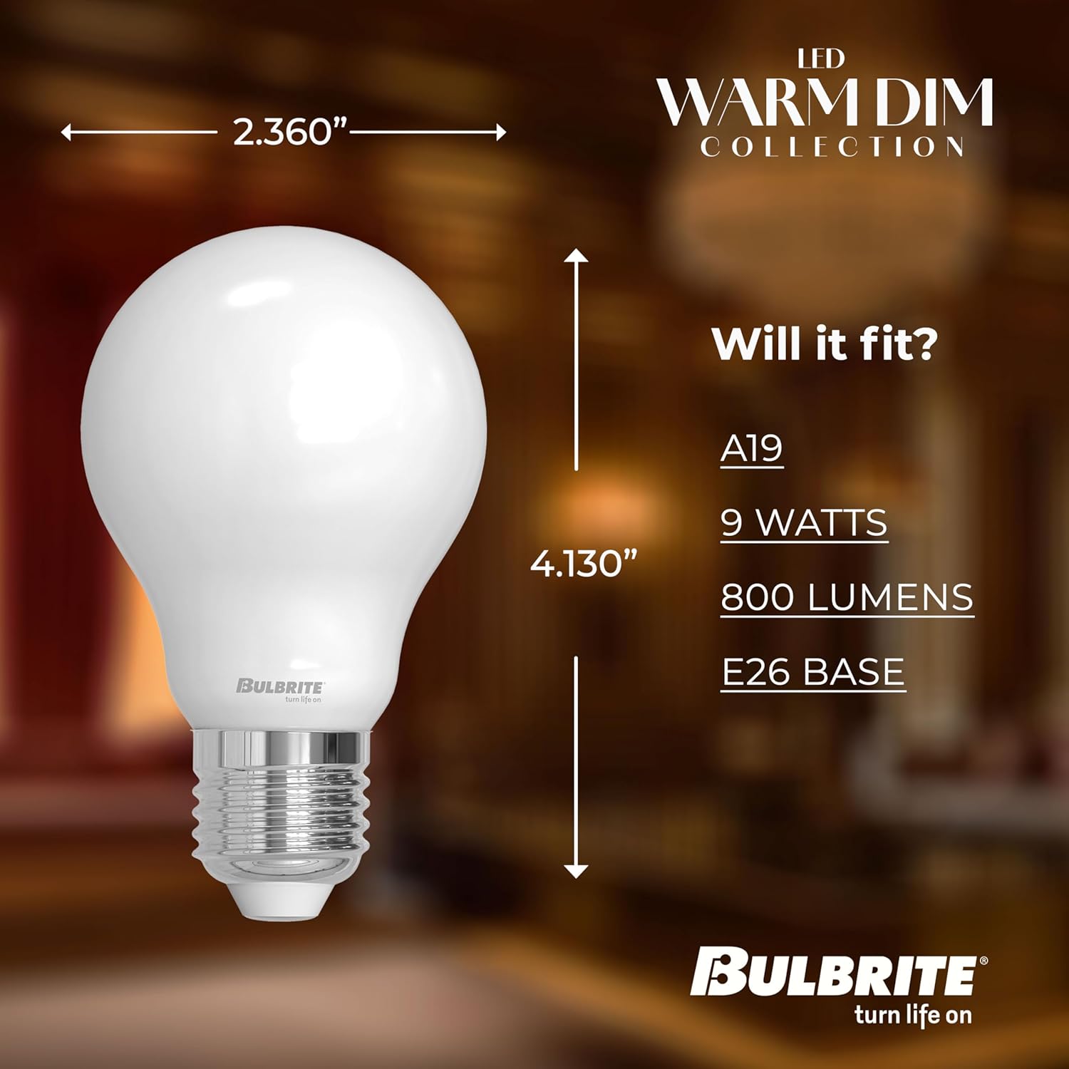 Bulbrite 776400 - LED9A19/30K-18K/WMDM/FIL/M Color Temperature Selectable LED Light Bulb