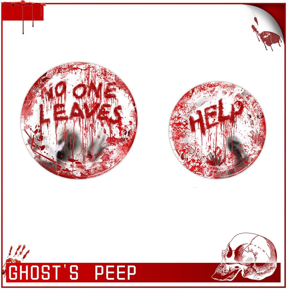 Halloween Horror Bloody Party Decorations for 24 Guests, 96 Pcs Scary Plates, Napkins, Forks Sets for Halloween Birthday Parties