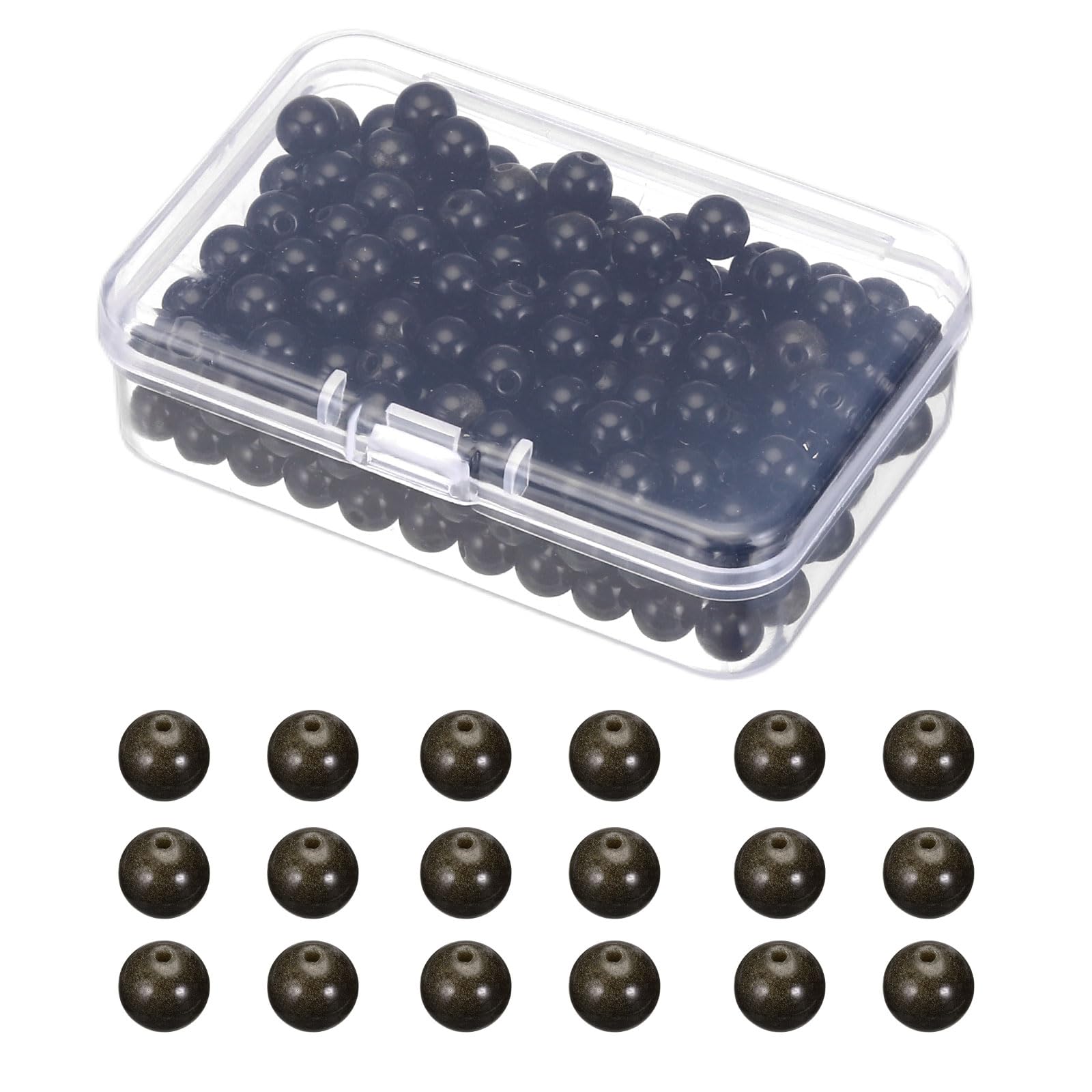 PATIKIL 6mm Natural Stone Beads Golden Obsidian, 200 Pcs Round Loose Gemstone Beads Spacer Beads for Bracelet Necklace Earrings Jewelry Making, Dark/Brown