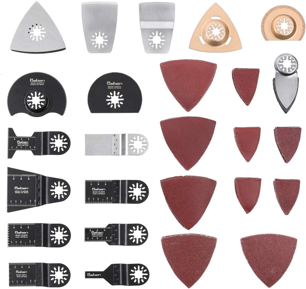 Multifunction Tool Accessories Baban 66 pcs Mix Multi Tool Saw Blades Easy to Use- Features for Sawing, Cutting, Scraping Blade, Blades, Shaping, Polishing and Removal of Cement