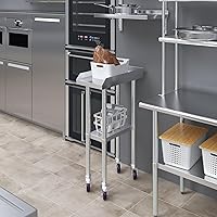 Vista 6 de AmGood Mesa de trabajo comercial con protector contra salpicaduras y salpicaduras laterales con ruedas NSF