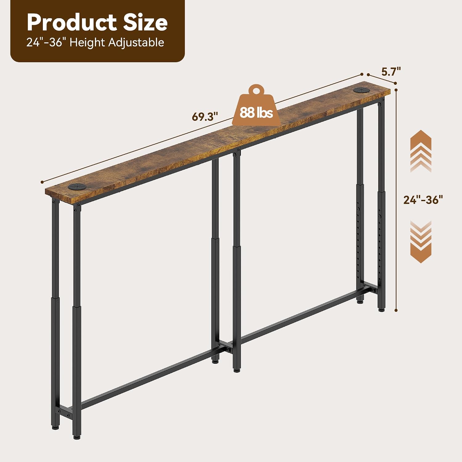 YASONIC 69.3" Behind Couch Table Narrow Console Table Behind Sofa