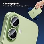 TENOC Camera Lens Protector for iPhone 17, 9H Tempered Glass Camera Screen Cover, Green Metal Individual Ring