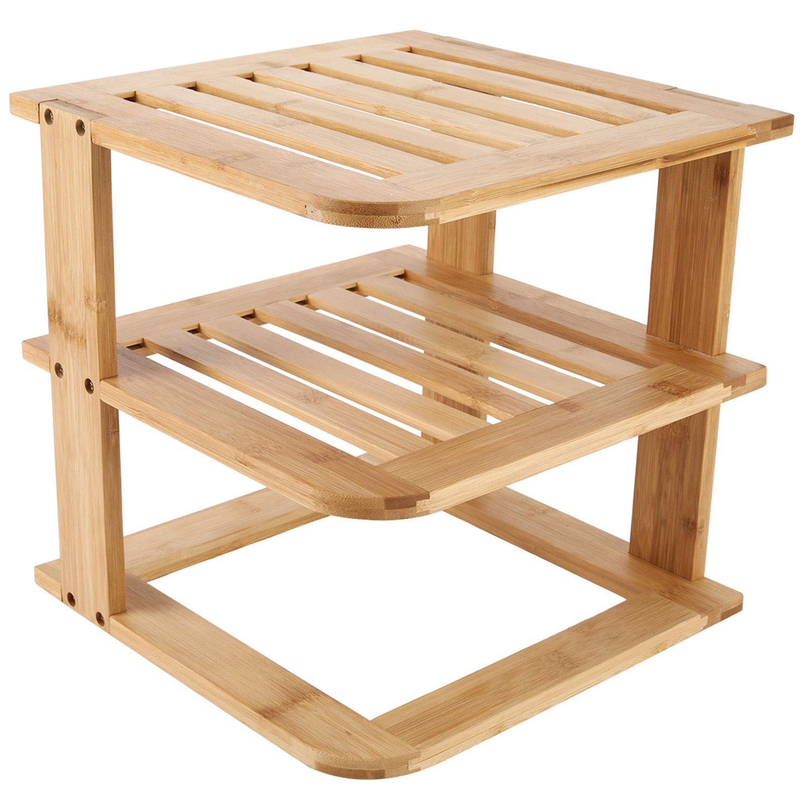 TQVAI Bamboo Kitchen Corner Shelf, Countertop Storage Organizer
