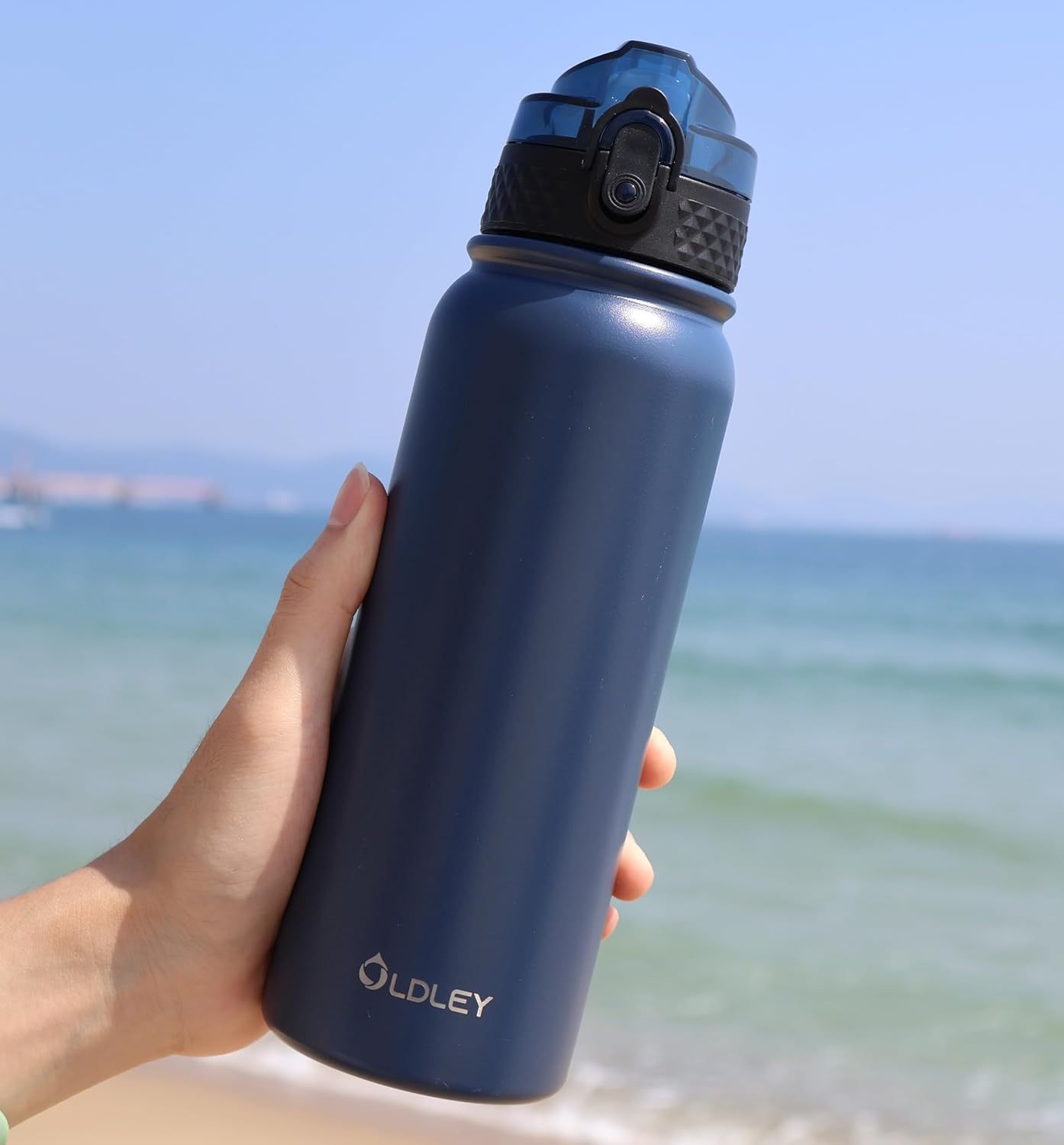 Oldley Insulated Water Bottle 20oz Water Bottles with Straw, Stainless Steel Water Bottle with 3 Lids, Double Wall Vacuum Bottels for Adults Kids,Leak-Proof Sport Bottles for School Travel, Navy Blue - Image 6