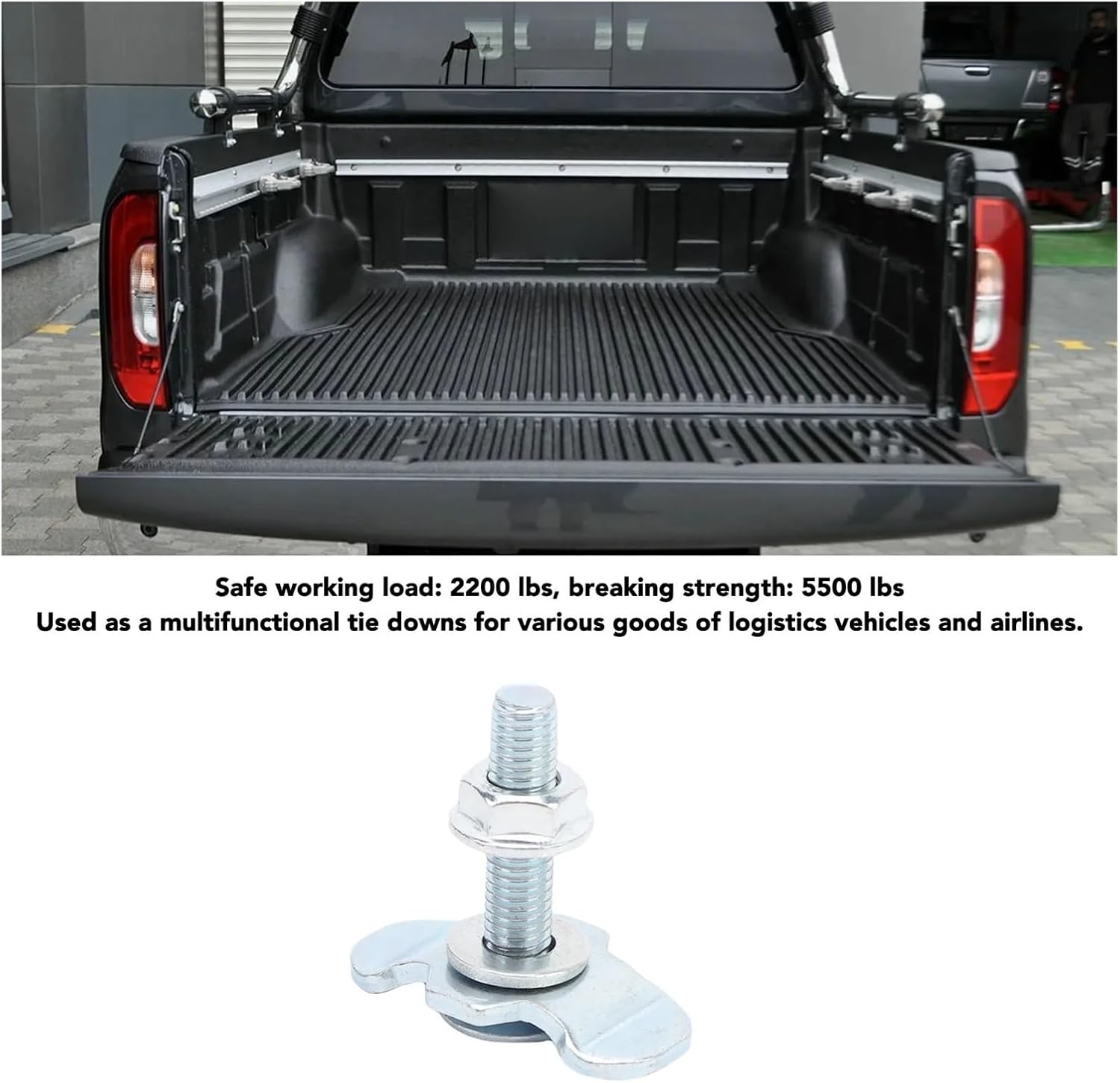 L Track Threaded Stud 8pcs L Track Double Lug Threaded Stud Nut Fitting Zinc Plated Rail Fittings Tie Down for Van Pickup Truck(60mm)