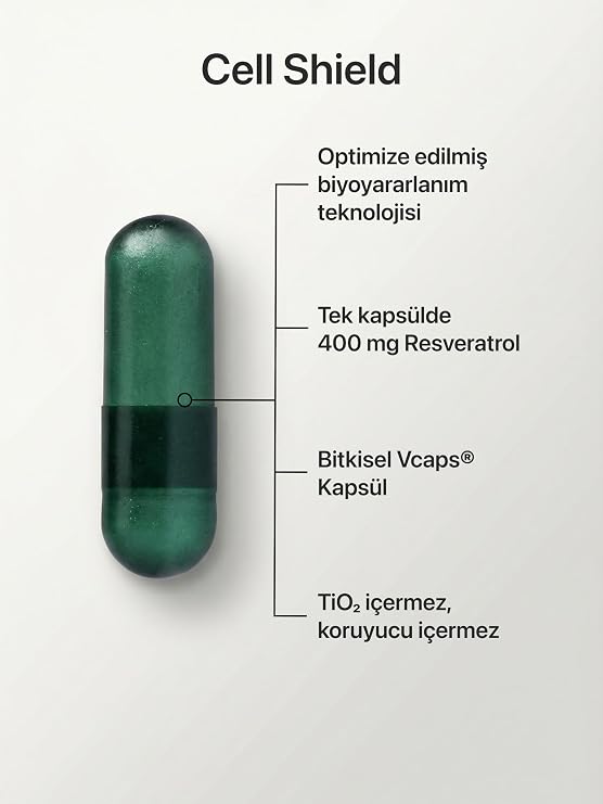Cell Shield Trans Resveratrol, Koenzim Q10, Kuersetin, Piperin, Çinko Takviye Edici Gıda 30 Kapsül
