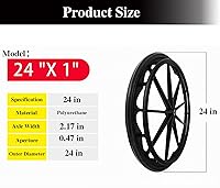 Vista 2 de (1PR, negro) Rueda de repuesto para silla de ruedas trasera de 24 x 1 pulgadas, conjunto de rueda trasera para sillas de ruedas de 16-18-20