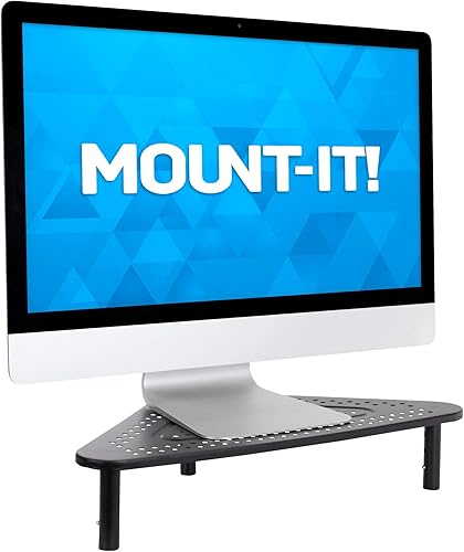 Miniatura 2 de Soporte de monitor de esquina  Estante de escritorio de esquina de altura ajustable  Elevador de pantalla triangular, diseño ergonómico de ahorro de