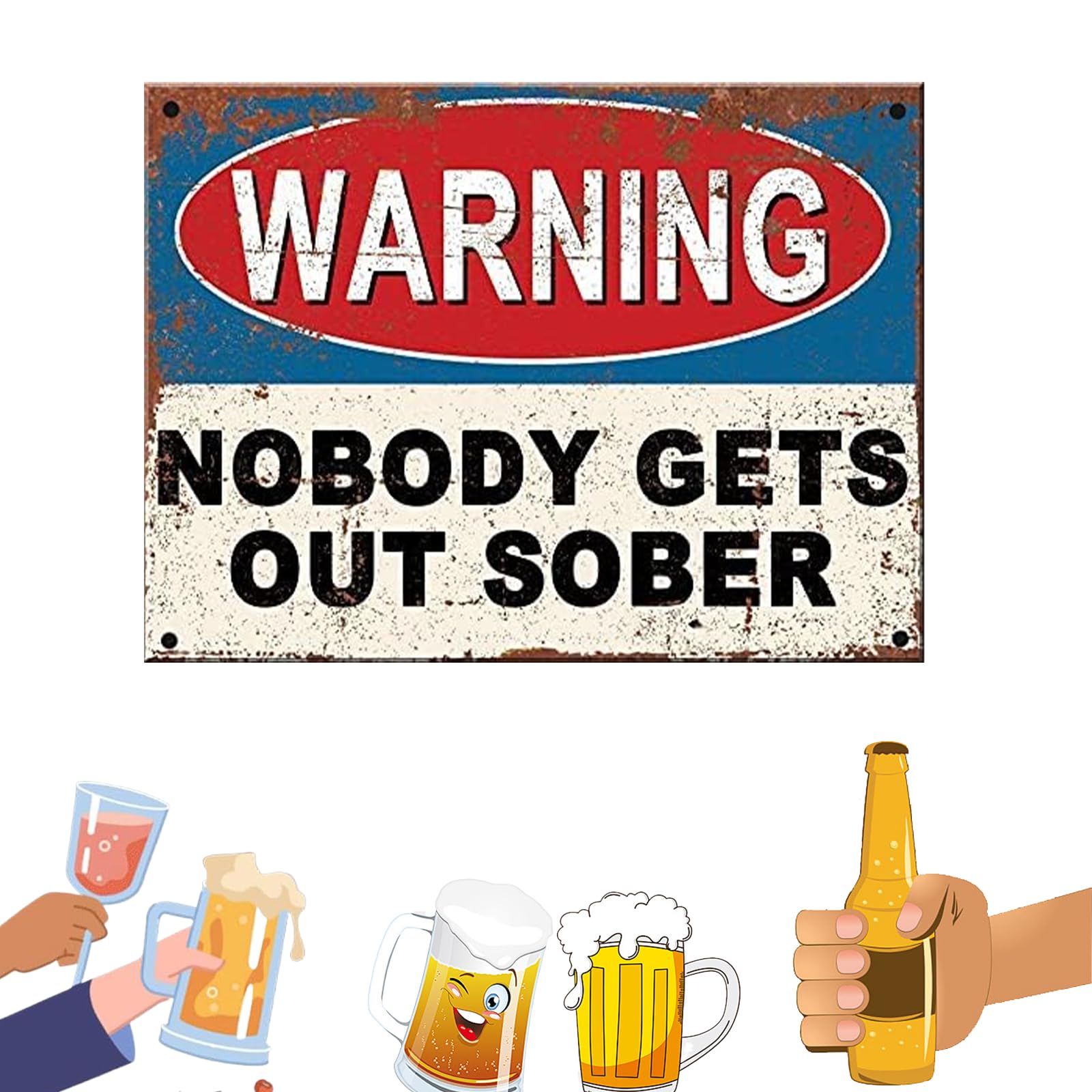 Asheyya Blue+White Funny Metal Bar Signs, Home Pub Or Outdoor Garden Bar Accessories, Man Cave Retro Memorabilia (20Cm X 15Cm)
