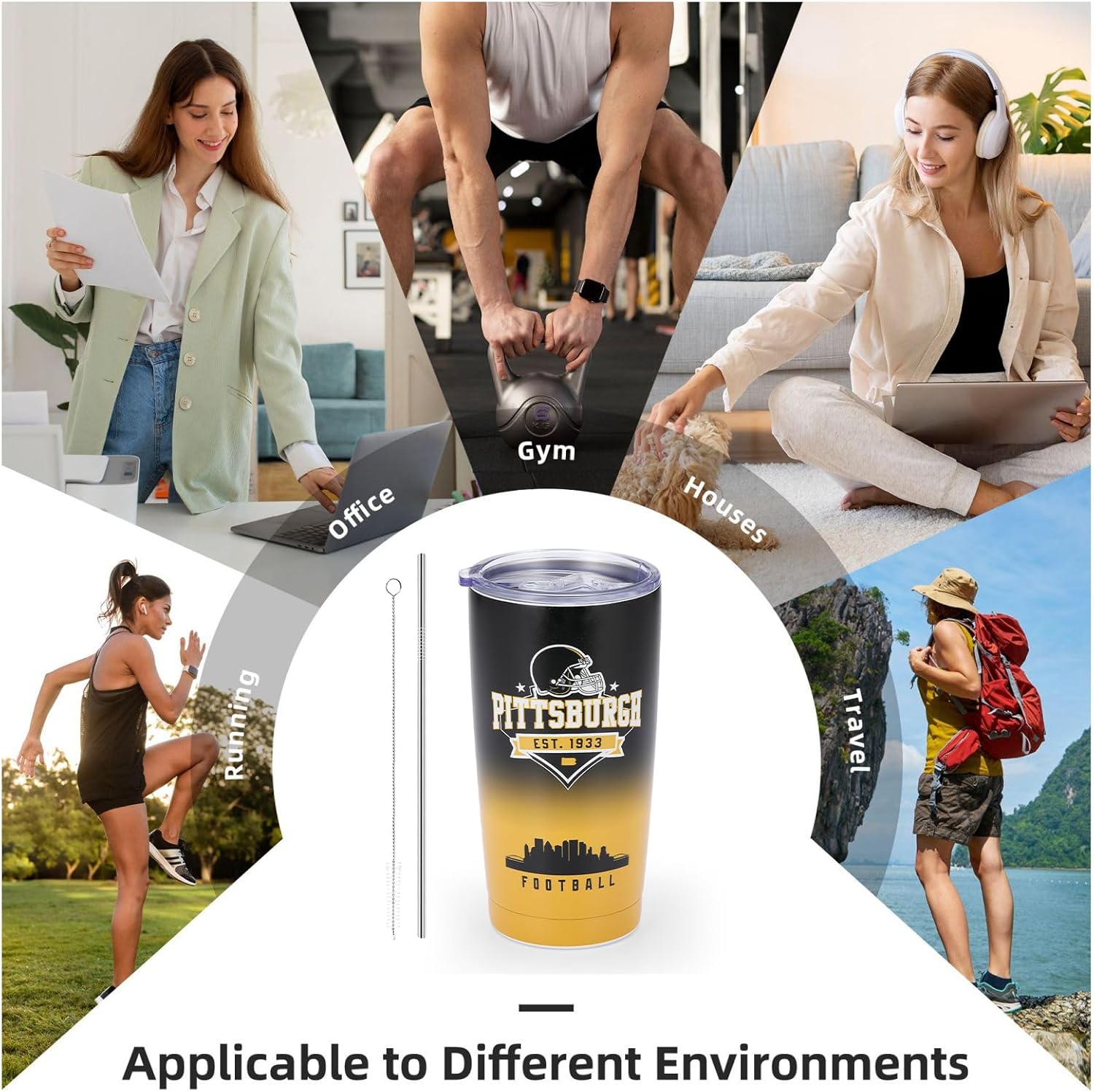 Football Tumblers,20oz Car Cups,Sports Travel Coffee Mug, 304 Stainless Steel Cup, Hot Drinks,Cold Drinks,Gifts for Men, Women and Fans - Image 7