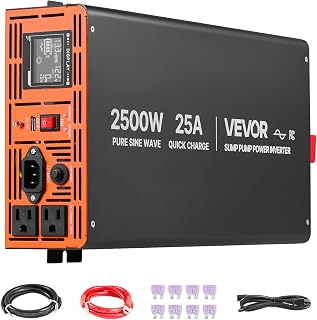 VEVOR 2500W Sump Pump Battery Backup System, LCD Display, Auto Switches to Battery Inverter Power for Sump Pump, Pure Sine Wave, for Basement Protection Emergency and Power Outage, Battery Not Include