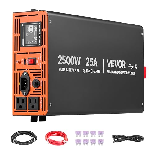 2500W Sump Pump Battery Backup System, LCD Display, Auto Switches