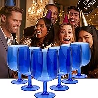 Vista 7 de Yalin Juego de 6 vasos apilables irrompibles de plástico acrílico para vino y agua de 12 onzas (azul, 12 onzas)
