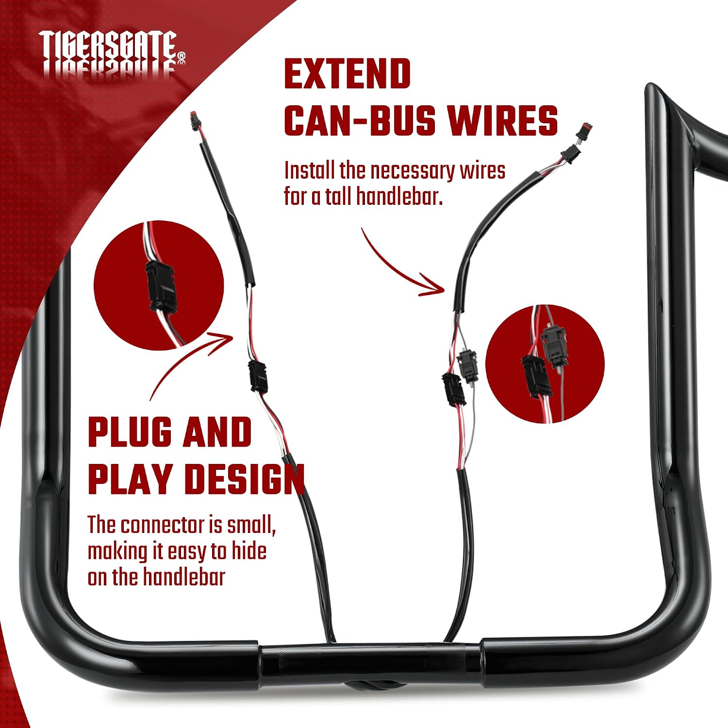 8 INCH Handlebar Wiring Wire Extension Harness（CAN Bus Wires） for Harley Softail Dyna Touring Sportster