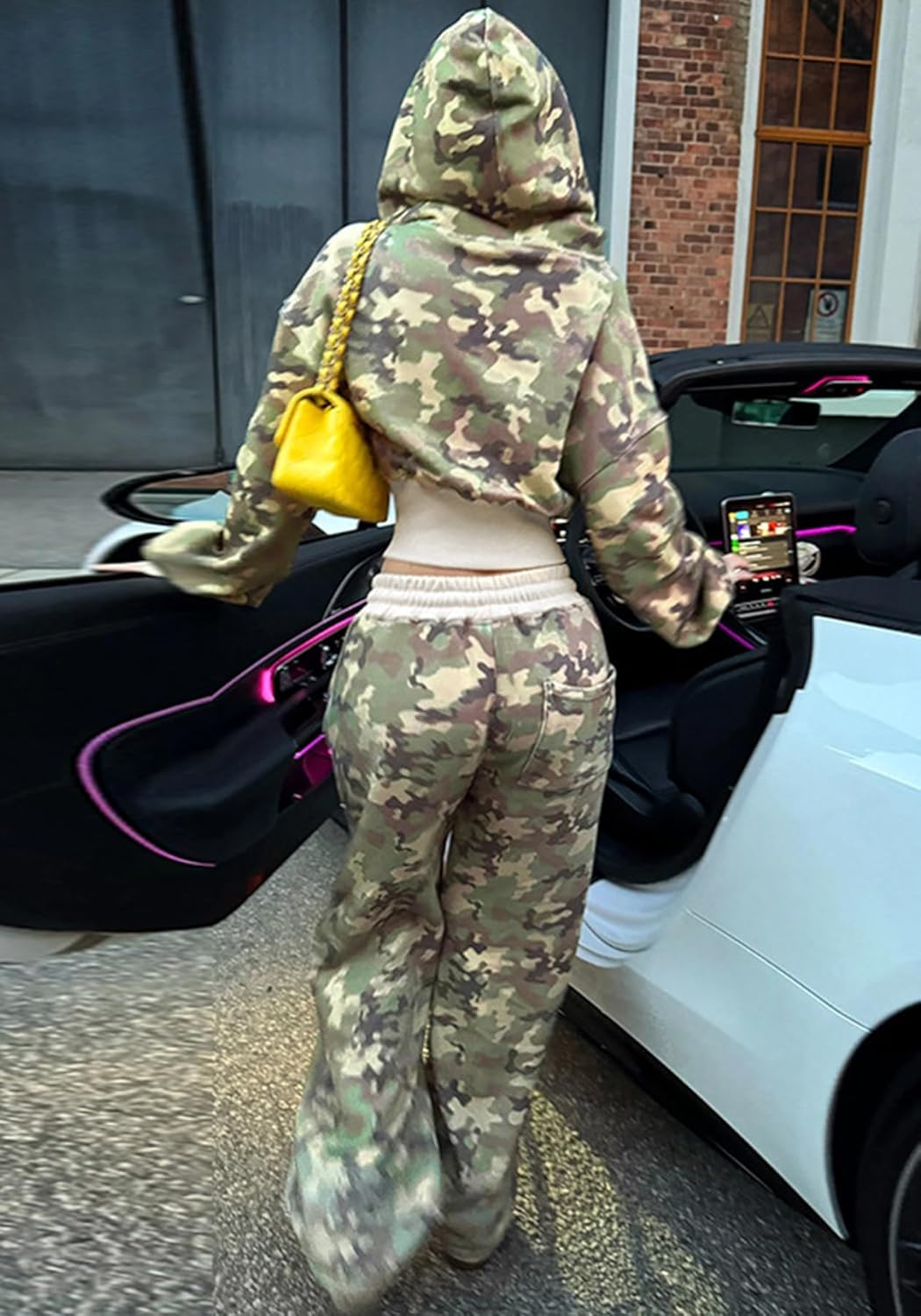 Sweatsuits Women 2 Piece Outfit Crop Camo Zip Up Hoodies Sweatshirt Y2k Camouflage Sweatpants Set Tracksuit - Image 6