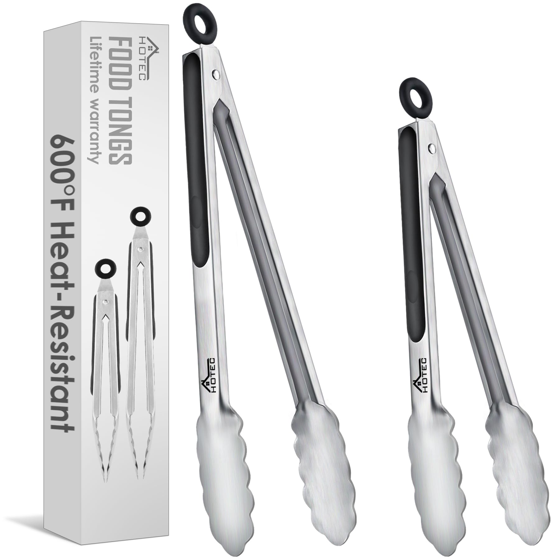 Hotec Stainless Steel Tongs - Kitchen Tongs Set -10
