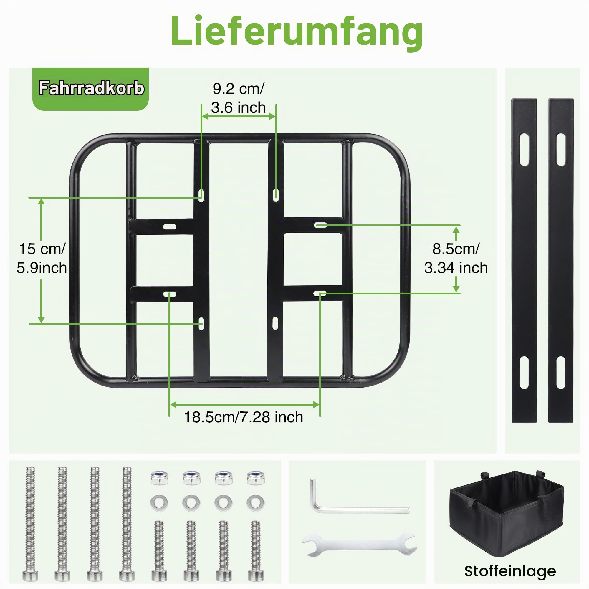 ZUKKA Fahrradkorb Hinten mit Liner für Elektrofahrräder,E-Bike und Fahrrad