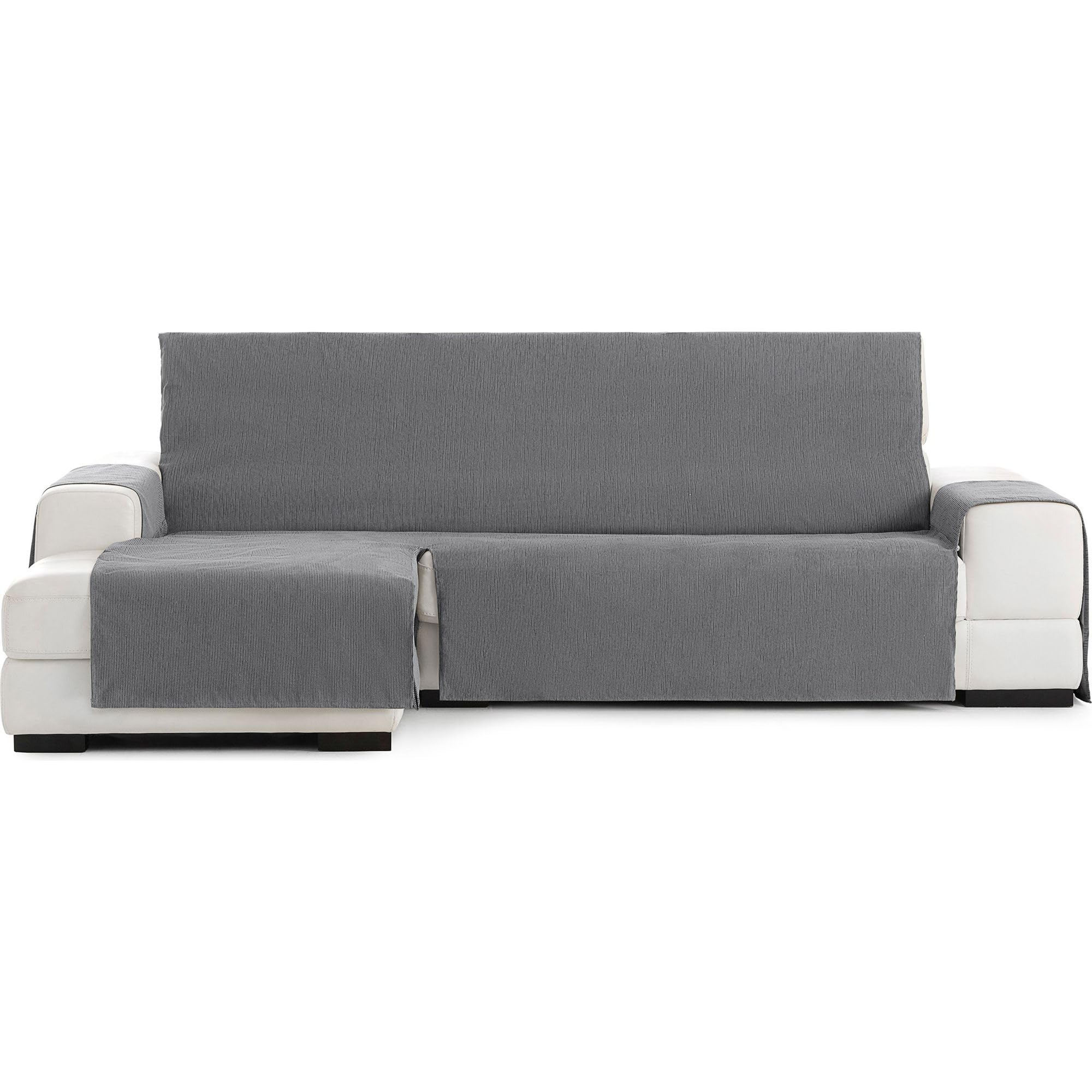Housse de canapé chaiselongue gauche élastique grise ECOMMERC3