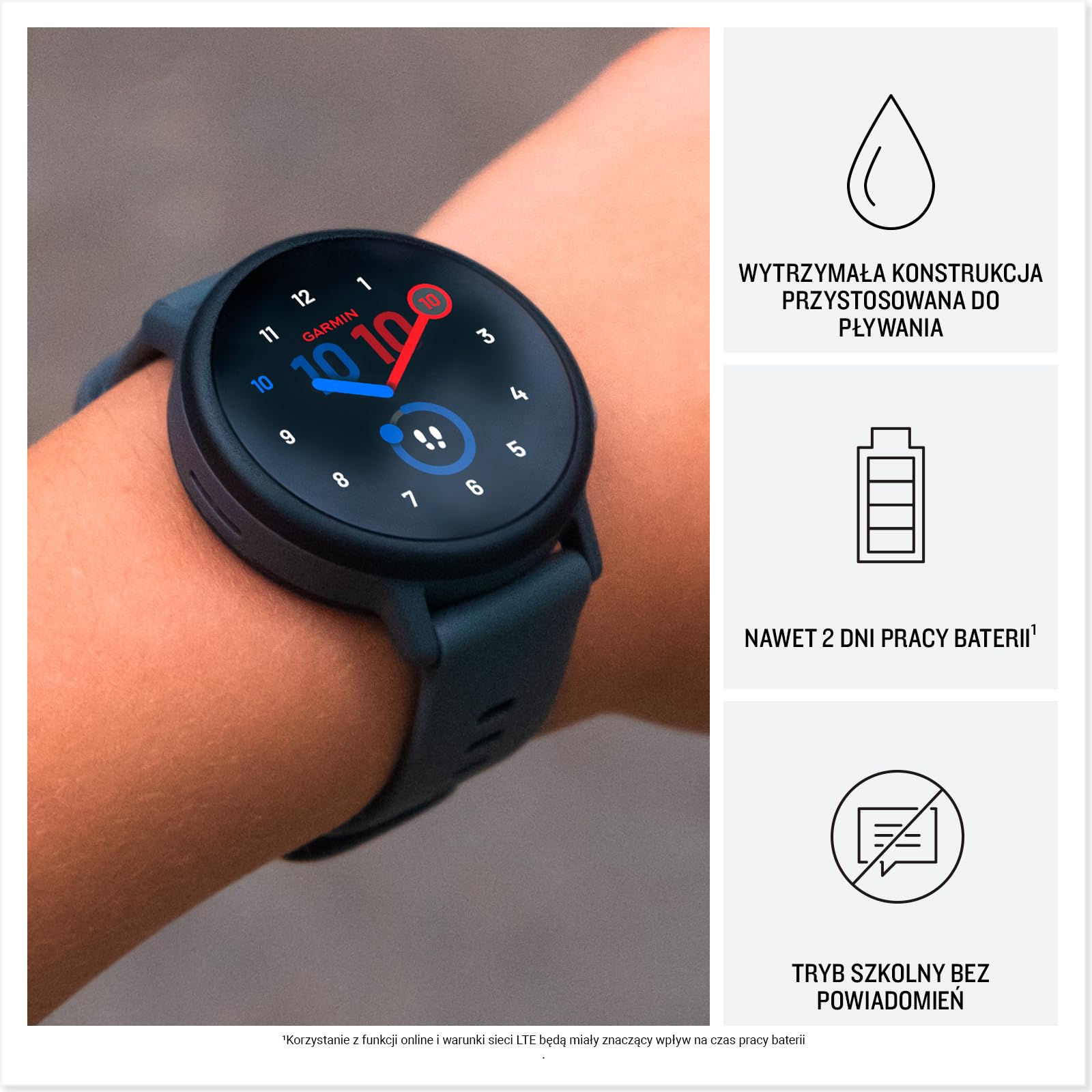 Garmin Bounce 2 Smartwatch i Monitor Aktywności Dla Dzieci, Wodoorporny, Czas działania baterii do 2 dni, Slate Grey