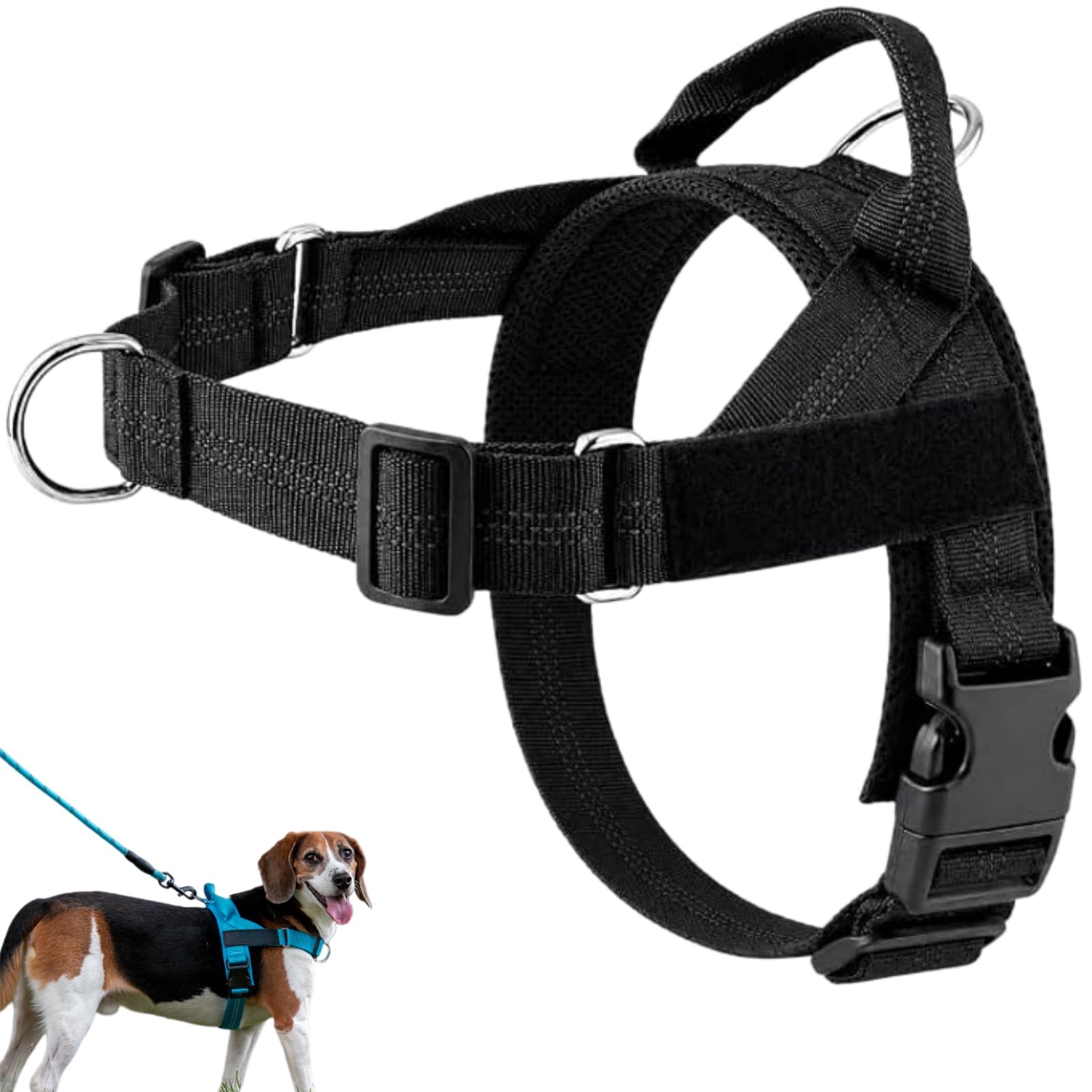 ParoPet No Pull Dog Harness, Adjustable Soft Breathable Mesh Dog Vest Harness with Sturdy Alloy Attachment Ring, Ideal for Dog Walking, Daily Strolls & Outdoor Trips (Black,S)