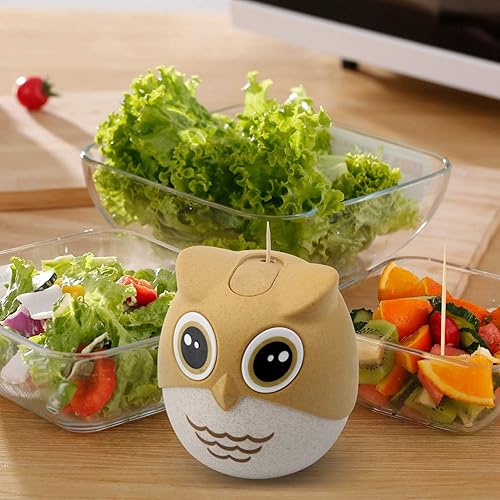 Miniatura 3 de Awsaccy - Lindo dispensador de palillos de dientes con 100 palillos de dientes de bambú natural, portátil, de plástico, divertido, decorativo, caja