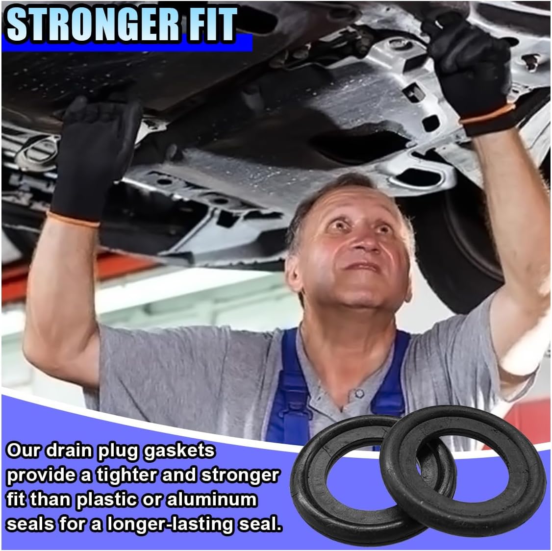 10PCS Oil Drain Plug Gasket, M12 Rubber Car Sealing Gasket Replacement for OEM#12616850, Engine Oil Pan Crush Washers for Ford, Landrover, Volvo (M12)