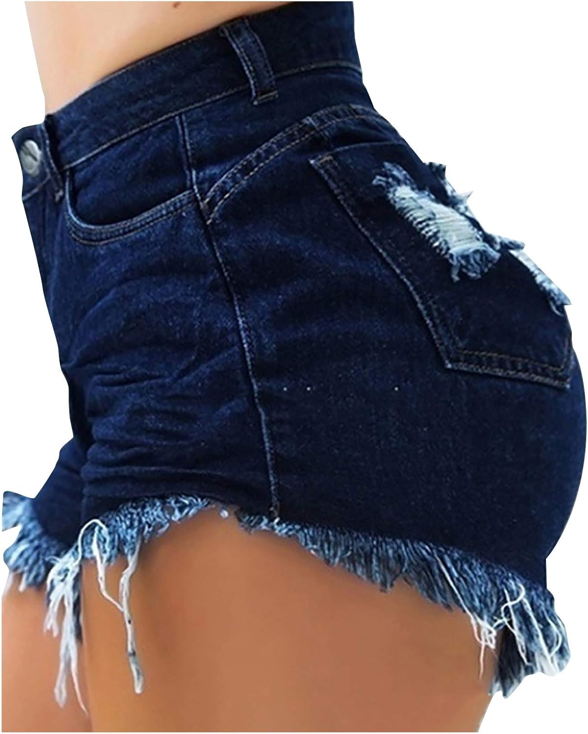 High Waist Denim Shorts for Women, Summer Cutt Off Frayed Hem Distressed Jeans Tassel Skinny Sexy Hot Shorts Pants at  Women’s Clothing store