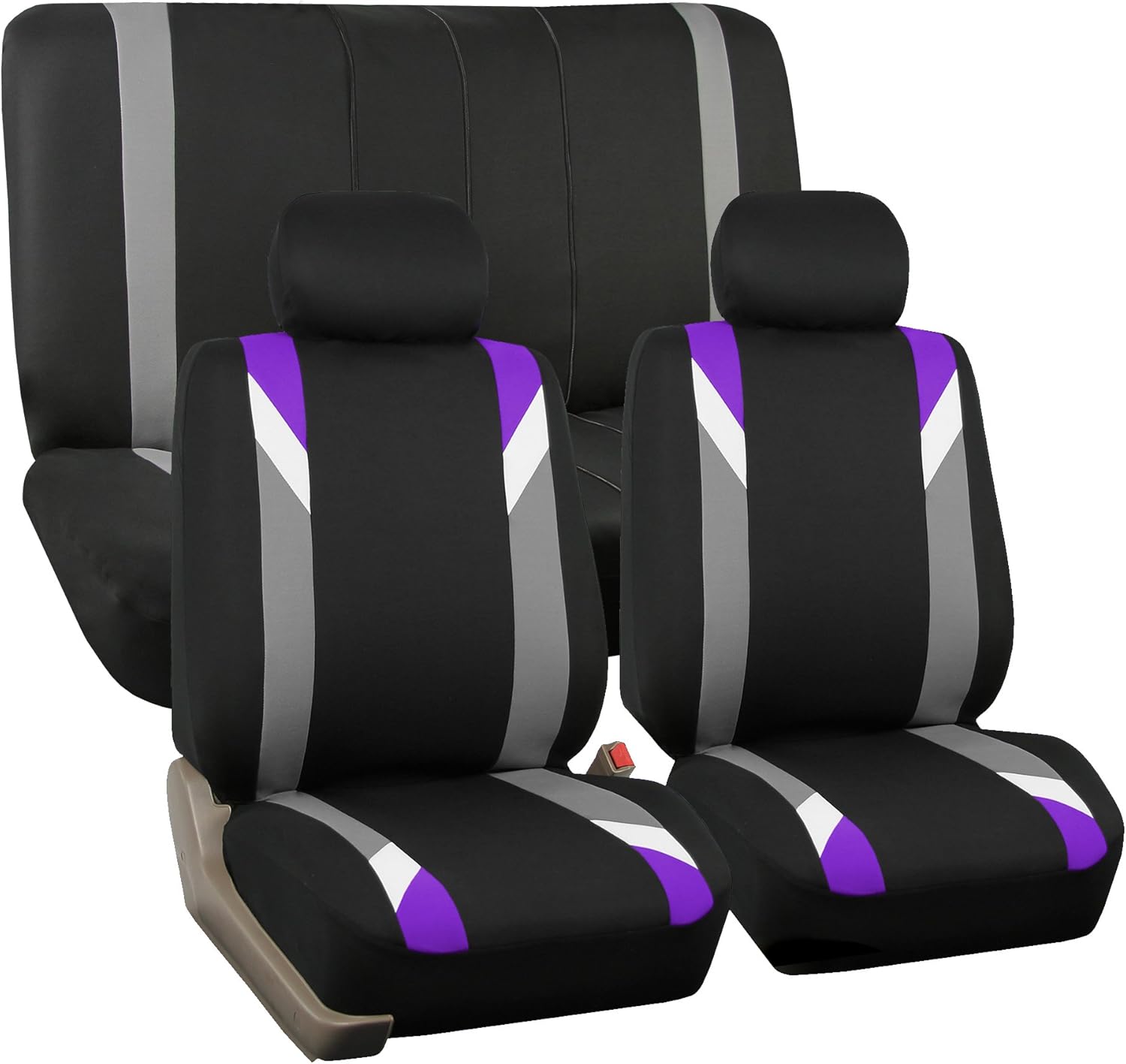 FH Group Car Seat Covers Premium Modernistic Full Set Purple Automotive Seat Covers, Airbag and Split Rear Car Seat Cover Universal Fit Interior Accessories for Cars Trucks and SUV Car Accessories