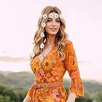 Vista 2 de DOCILA Diademas de flores para mujer, diadema floral hippie bohemia, corona de hadas, boda, fiestas, traje, accesorios para el cabello