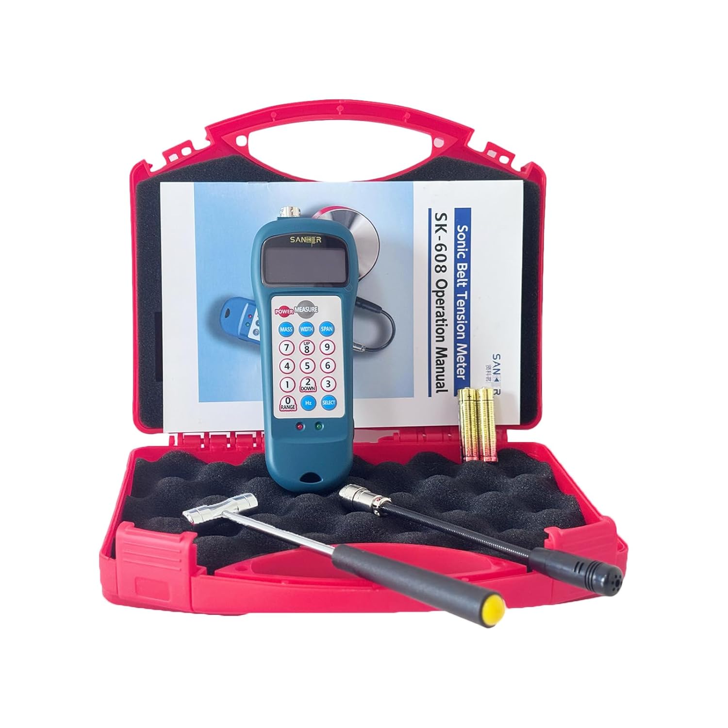 SK-608 Sonic Belt Tension Meter Tester Digital Belt Tension Gauge for Belt Tension Testing | Belt Tension Range 0.01N-99900N | Frequency Range 10.0Hz-5000Hz | Measurement Time 0.2s