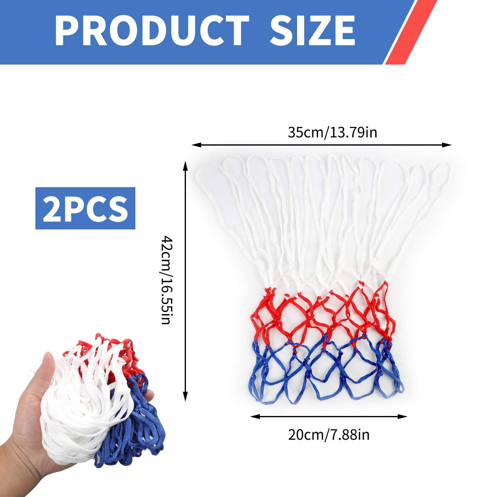 2 PCS Filet Basket en Polyester, Filet Basket Exterieur, Remplacement Durable pour Filet Panier Basket Exterieur, Compatibles avec Tous Composants de Panier Standard, Usage Intérieur et Extérieur