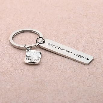 WSNANG Programmer Gift Keep Calm And Code On Keychain Coding Jewelry IT Gift for Software Engineer Student