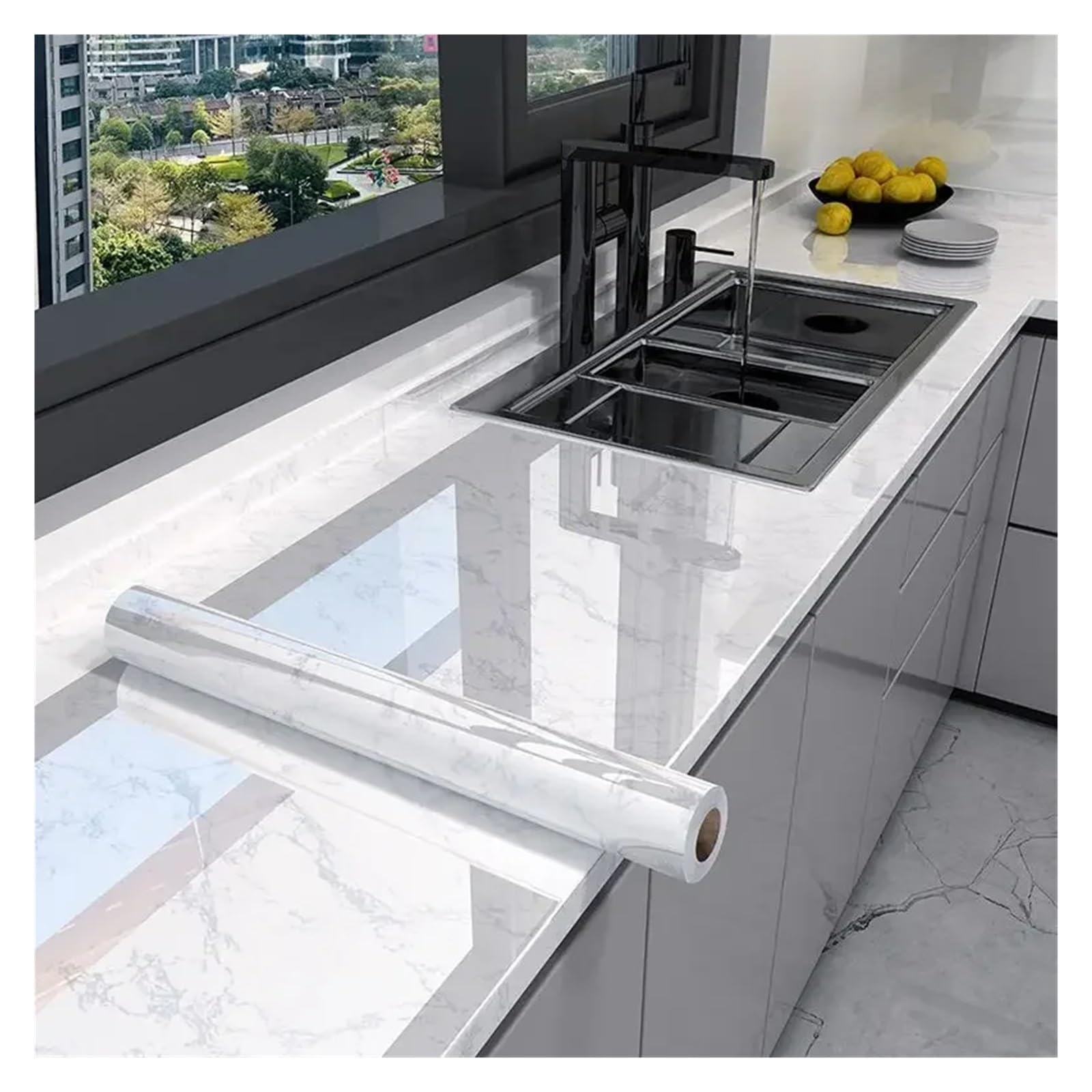 Ayztantine Self-Adhesive Wallpaper 10M x 80CM Marble Self Adhesive Wallpaper Waterproof Oil Proof Kitchen Stickers(Color 5,60cm x 3.0M)
