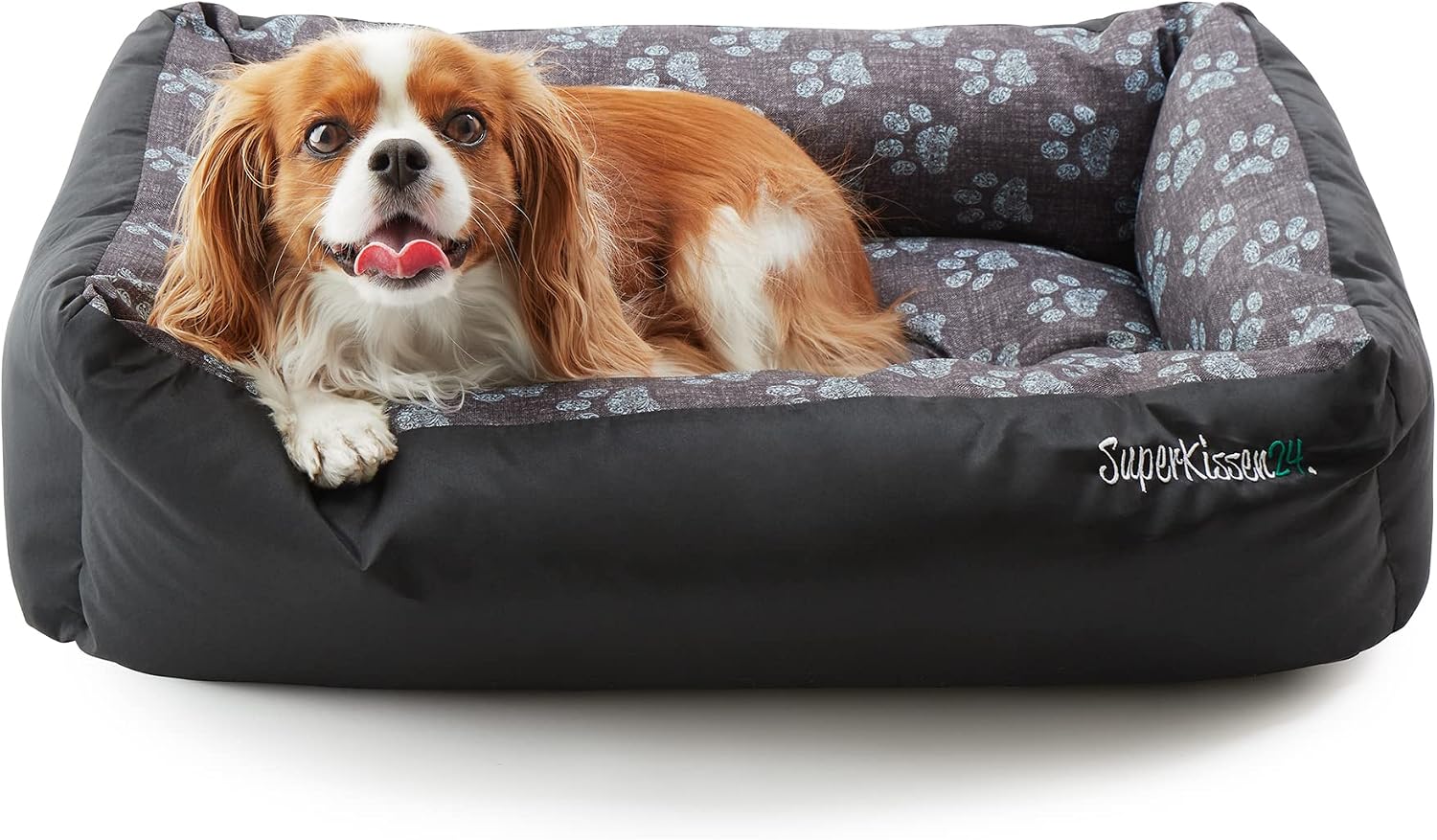 Pet Bed for Dog and Cat - Dog Sofa - Washable - Medium and Big Dogs - L - Black and Gray - Paws and Flax