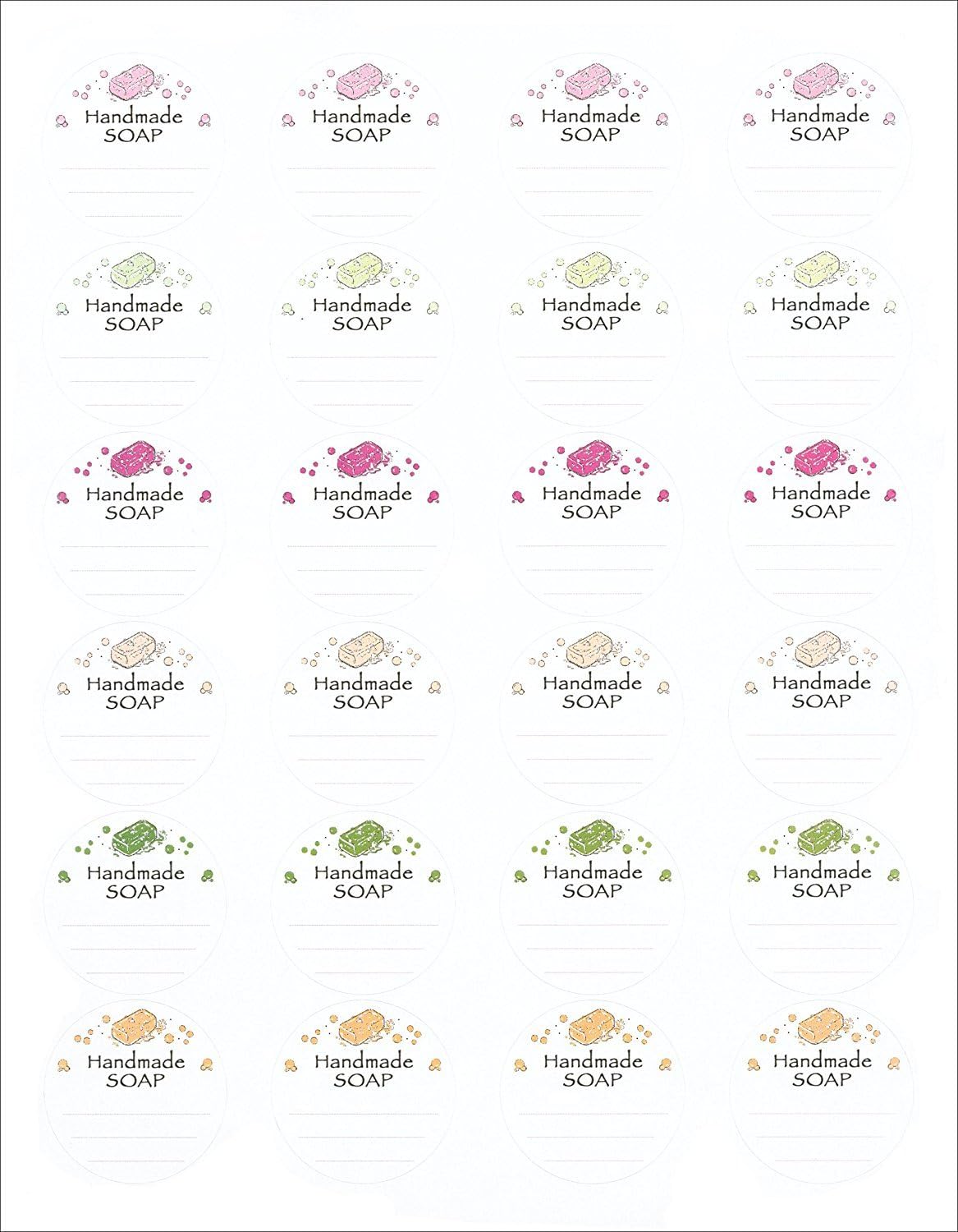 432 1-2/3" (1.625") Pre-Printed Design ~Handmade SOAP~ Matte Sticker Labels