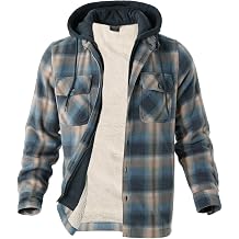 Facitisu Hoodies for Men Sherpa Lined Heavyweight Flannel Jackets Fleece Plaid Winter Warm Coats