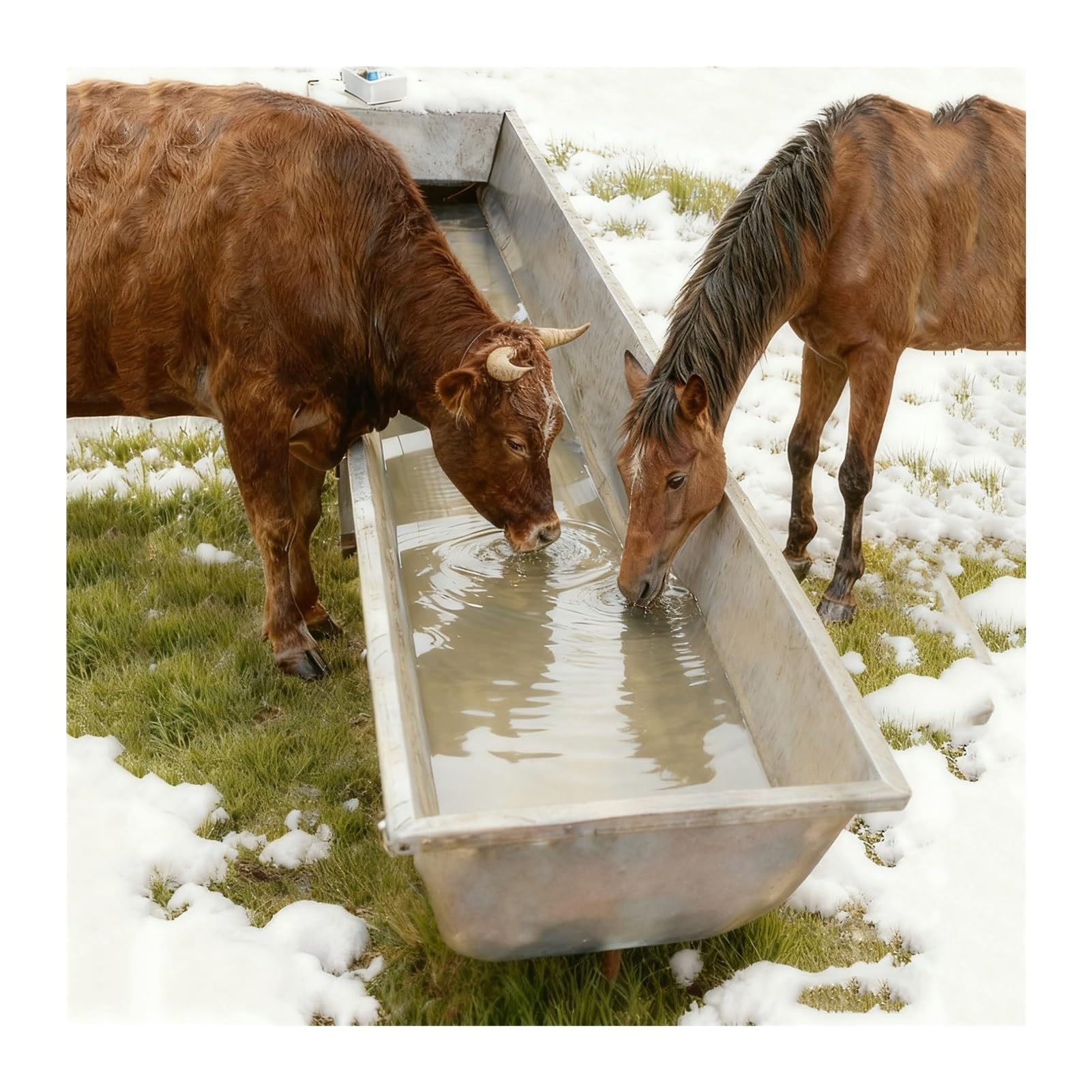 Gran Capacidad Ganadería Estante Alimentación, Constante Calefacción Valla Comedero, Automático con Kit De Válvula De Flotador Caballo Abrevadero para Cabra Cerdo Perro(A-30x150cm)