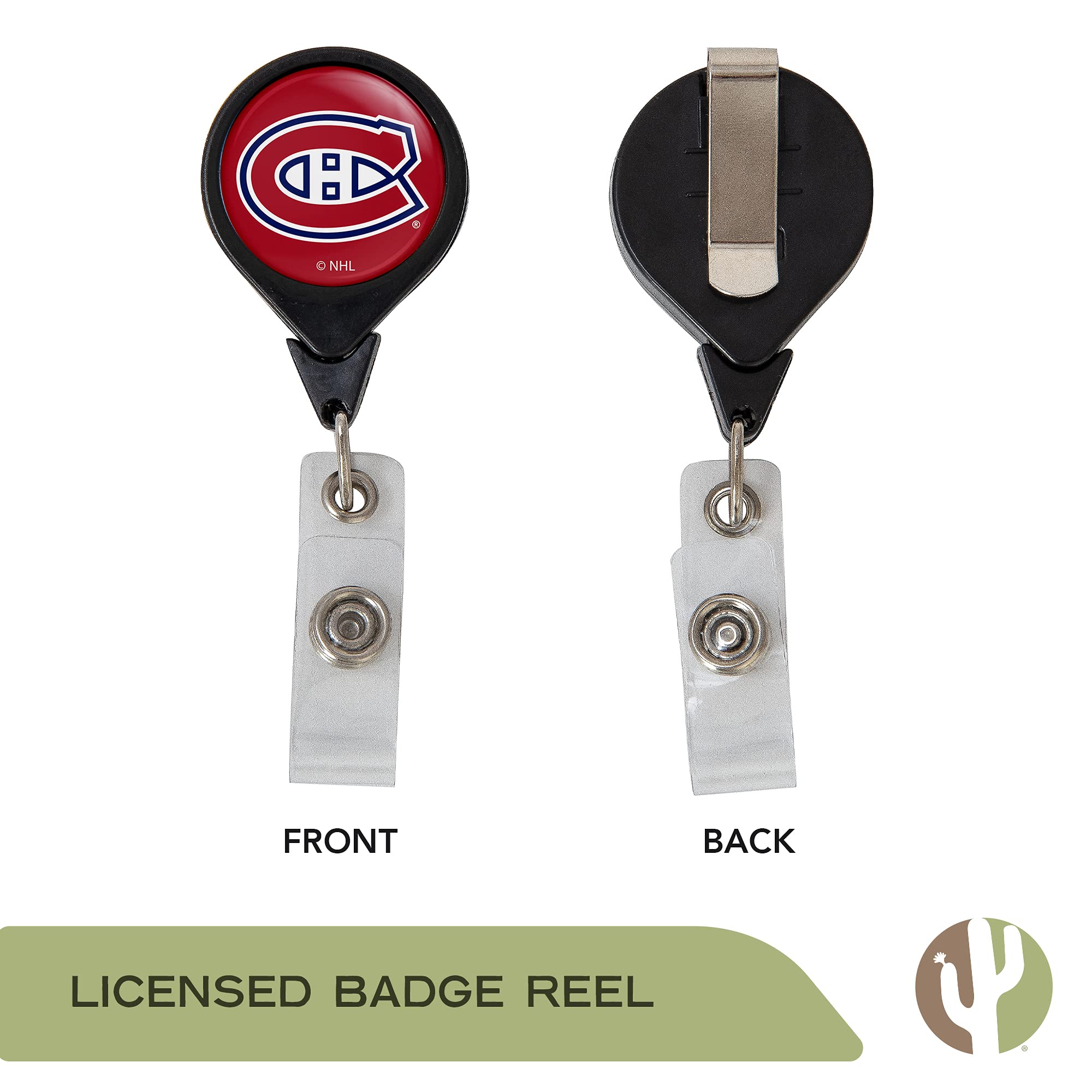 Desert Cactus Montréal Canadiens Retractable Badge Holder NHL Team ID Reel with Ticket Clip for Lanyard, Work, School & Office Access
