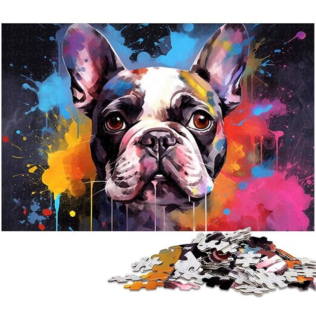 Rompecabezas de 1000 Piezas de Bulldog francés Colorido para Adultos,Rompecabezas difíciles…