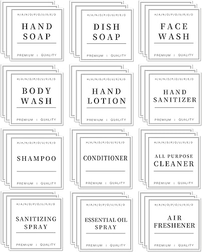 36 etiquetas impermeables para botellas, loción de jabón de manos, dispensador de champú y acondicionador, etiquetas de baño de limpieza extraíbles