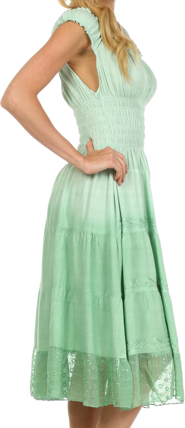Sakkas Spring Maiden Ombre Peasant Dress