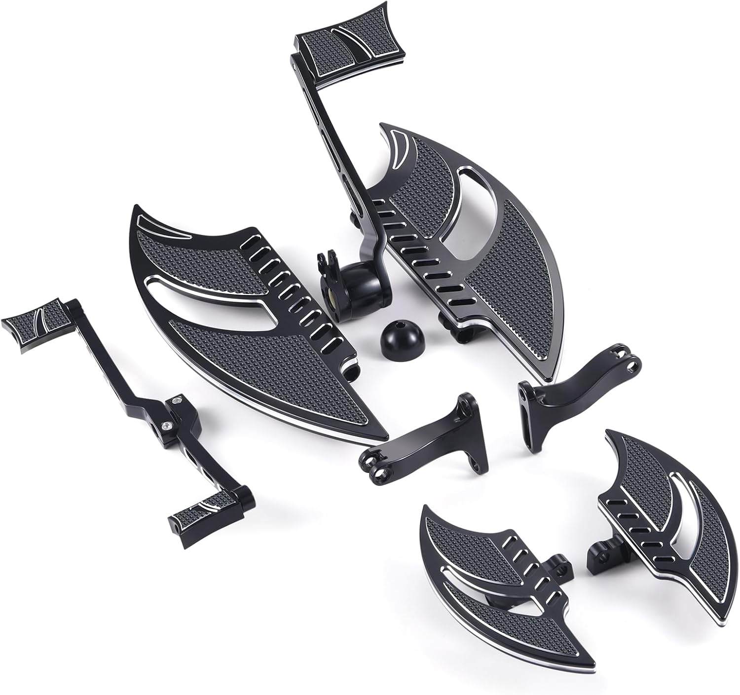 For Harley Floorboards Touring Street Road Glide For Harley Passenger Floorboards Motorcycle Footboards (Black, Comb sets-14-UP Touring)