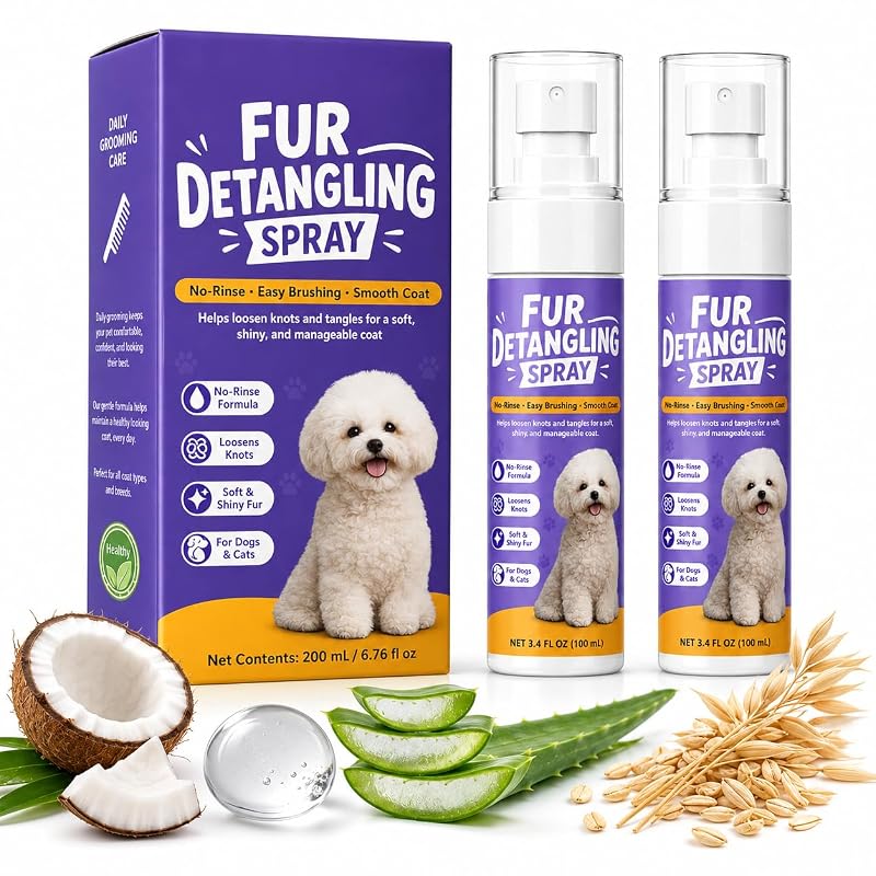 Spray Desembaraçador e Condicionador para Cães Everskyove Fd-200 Roxo, Pacote com 2 de 100 mL