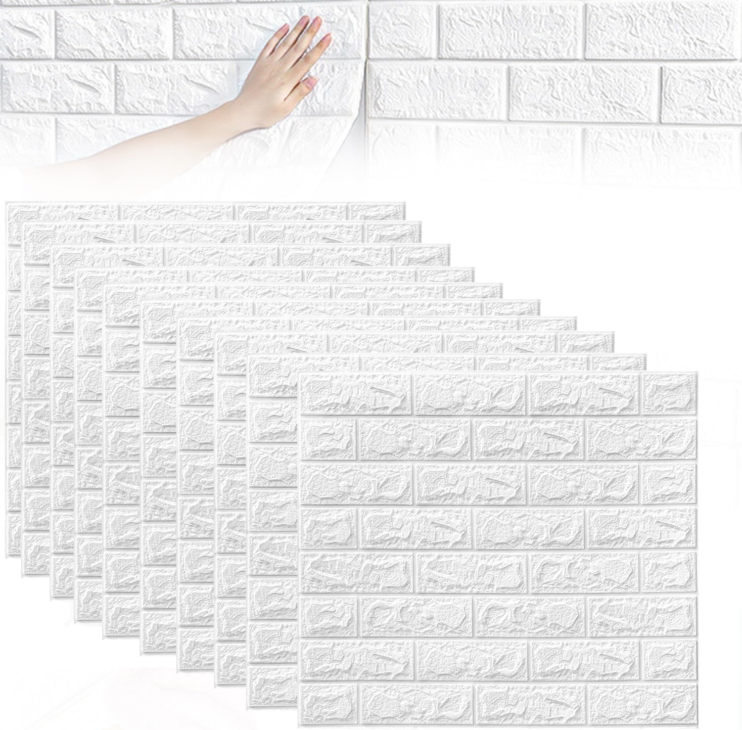 Relaxdays Wandpanelen Zelfklevend, Set Van 20, Decoratieve Steenlook 3d Panelen Zacht Pe Schuim 78 X 70 Cm Zand