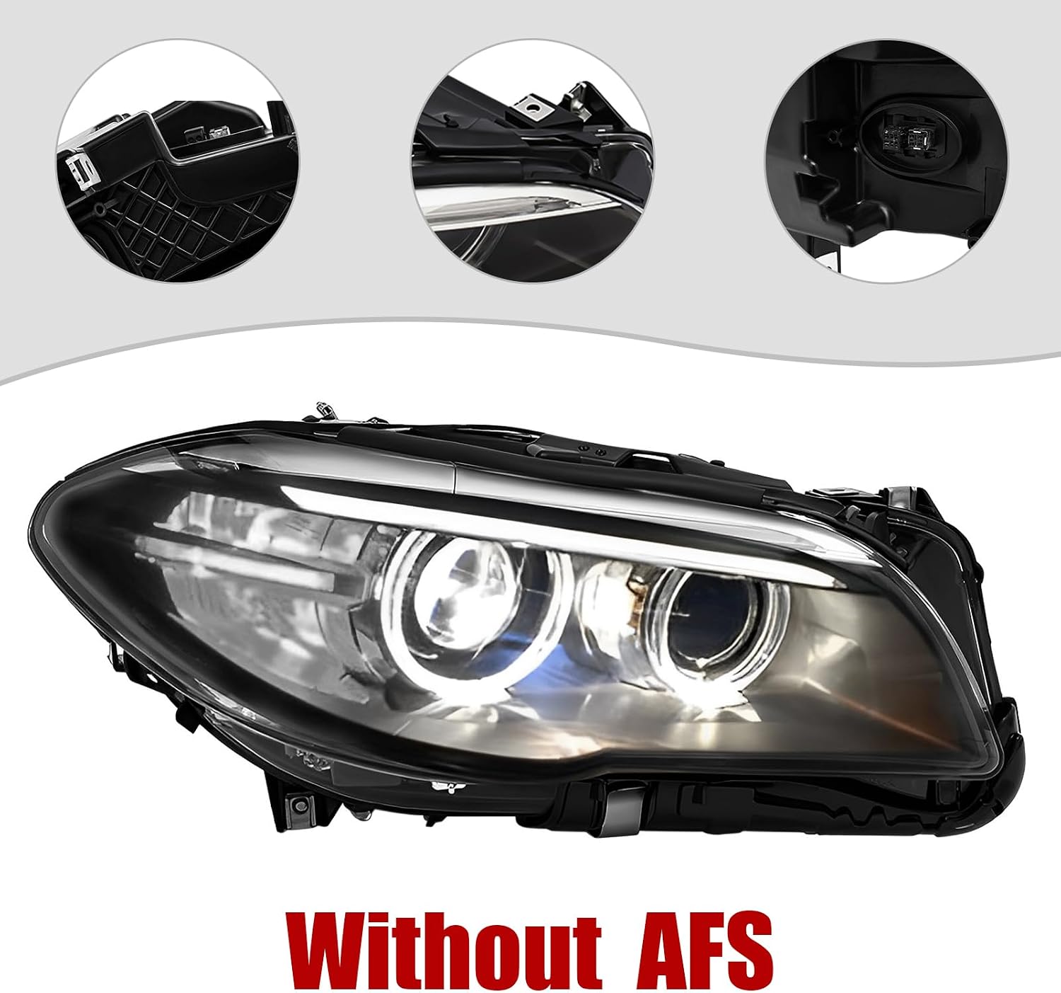 Headlight Assembly for 2014-2017 BMW 528i/535i Base/Luxury Sedan 4-Door (NOT For xDrive/M Sport Models), HID LED Halogen Head Lamp OE/OEM 63117343906 (Right Passenger Side)