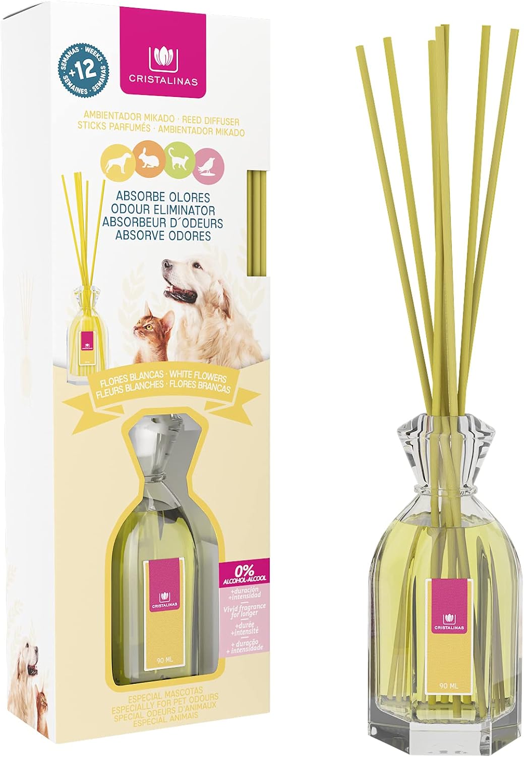 CRISTALINAS Pet Odour Eliminating Reed Diffuser, Reed Diffuser, Air