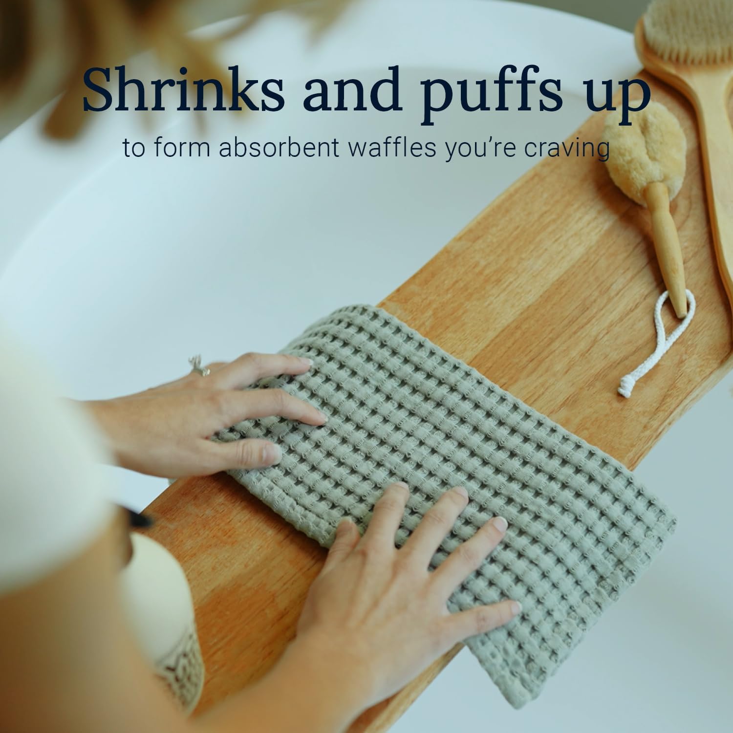 GILDEN TREE Waffle Bath Towels Wash Cloths for Showering, Exfoliating Washcloth Quick Dry Towel, Face Towels for Washing Face Cotton Washcloths Set of 4, Modern Style (Sage Grey) - Image 3