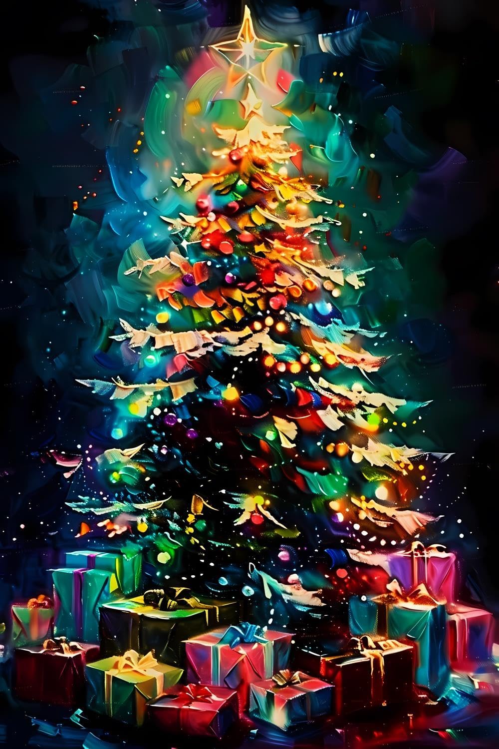 5D Christmas Tree Diamond Painting Kits for Adults, The Christmas Tree Surrounded by Gifts DIY Full Drill Crystal Arts and Crafts, Gem Art Paints Home Wall Decor Gifts 12x18 inch